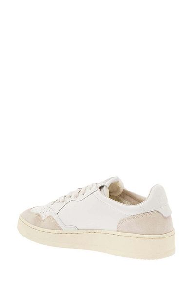 AUTRY 'Medalist' White Low Top Sneakers With Beige Suede Details In Leather Man