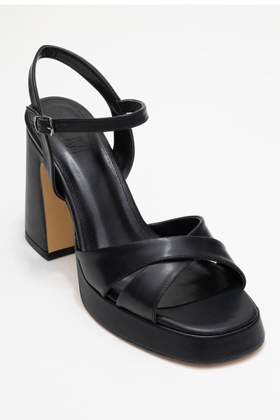 LuviShoes Lello Black Skin Women's Platform Heeled Shoes