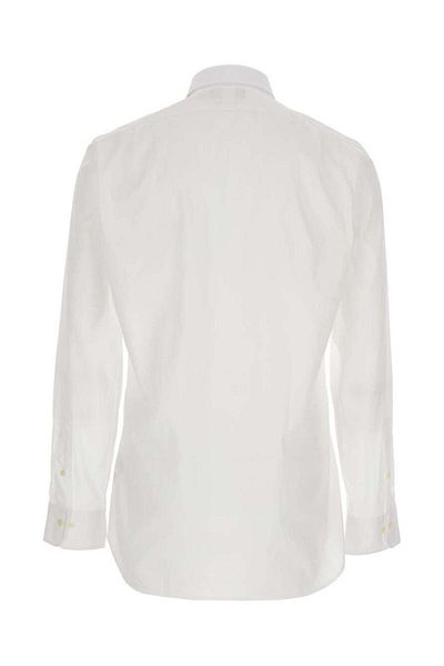 Ralph Lauren White Shirt With Pointed Collar And Embroidery On The Front In Cotton Man