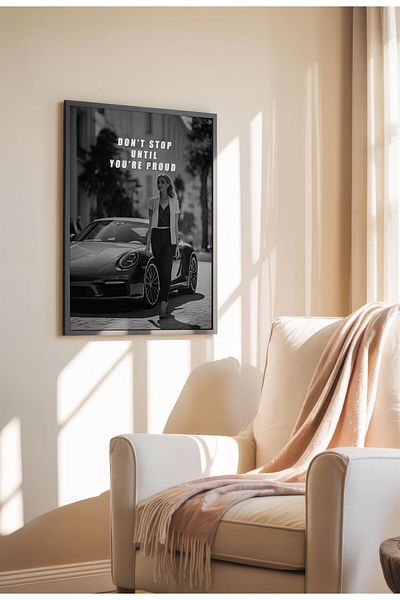 21mxm Motivational Car Poster, No Frame Canvas, "Hardest Worker" Quote, Drive to Win 2025