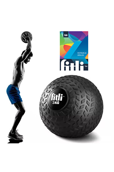 Fitli Minge medicinala, Slam ball, PVC, 22 cm, Negru, 3 kg