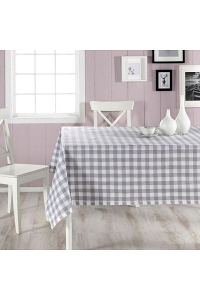 DC Home Checkered tablecloth 160x220cm, DC Home, Kareli White/Grey