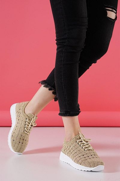 Odastore Καθημερινά πλεκτά γυναικεία αθλητικά παπούτσια με κορδόνια