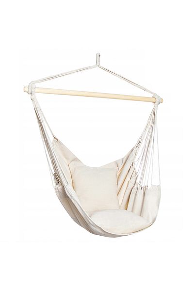 İSP Brazilian chair-type hammock, "ISP Brasil", with wooden frame, for indoor/outdoor use, 2 Cushions Included