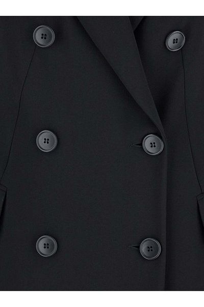 PLAIN Palton negru „Cady” cu închidere dublă din material textil, pentru femei