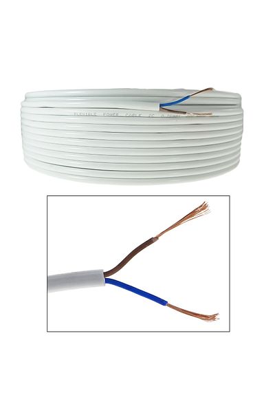 OEM MYYM electrical cable roll, 2 x 0.75 mmp, copper, length 100m, CEMYYM-2-0.75-WH, 2C, 300/500V, white