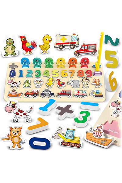 ideal STORE FUNNY LEARN IdealStore Educational Board, 7 in 1 Activity Center, Two Drawing Sides, Fish