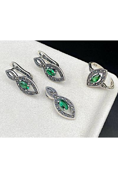 argint 925 Set marcasit verde