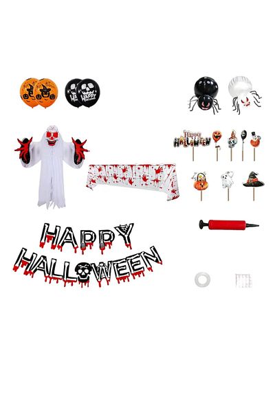 OEM Set 40 de decoratiuni pentru Halloween, dimensiuni diferite, hartie, latex, multicolor
