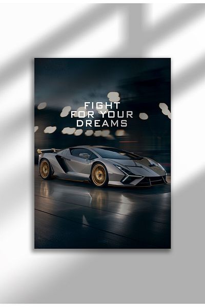 21mxm Motivational Car Poster, No Frame Canvas, "Hardest Worker" Quote, Drive to Win 2025