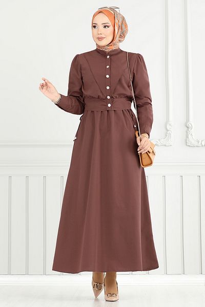 ModaMerve Hijab Gilet Suit 4450Ktr927-M Brown