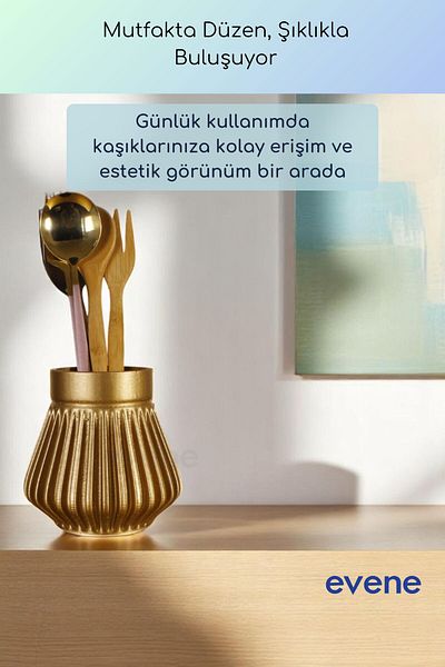 Evene Suport pentru tacâmuri de blat Suport decorativ pentru tacâmuri vertical Cilindru Suport pentru tacâmuri Culoare aurie Model 83