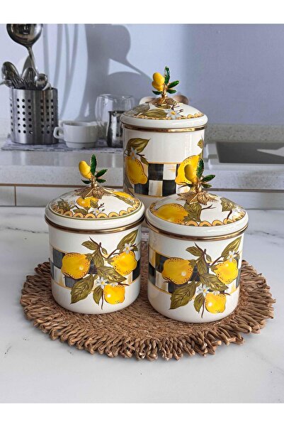 ROSSEV Amarillo 3-Piece Enamel Jar Set