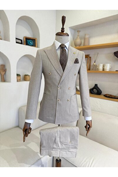 bycool classics KETEN KRUVAZE BEJ TAKIM ELBİSE