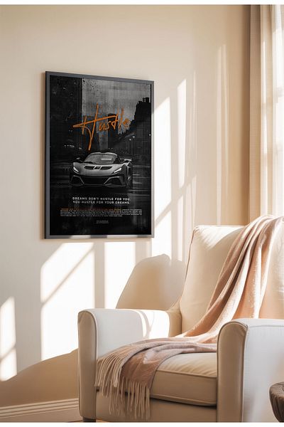 21mxm Motivational Car Poster, No Frame Canvas, "Hardest Worker" Quote, Drive to Win 2025