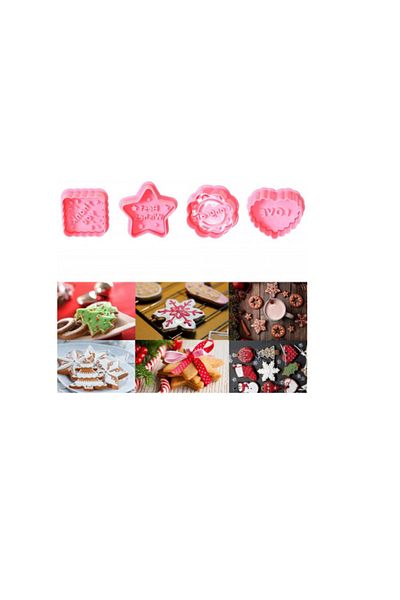 Bavooty Set of 4 Bavooty cookie cutters, plastic, pink