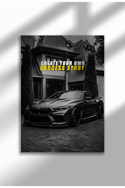 21mxm Motivational Car Poster, No Frame Canvas, "Hardest Worker" Quote, Drive to Win 2025