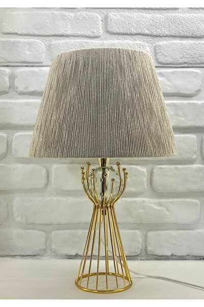 365GUNSERİSONU Decodelight Gold Plated Sude Model Crystal Stone Fabric Hat Lampshade Table Lamp