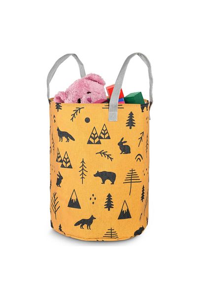 ideal STORE Cos Pentru Jucarii Rikko idealSTORE, Dimensiuni 60 x 35 cm, Material Impermeabil, Tesatura de Bumbac