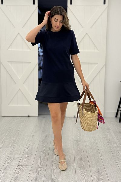 Act Pepicino Kids&Boutique Navy Blue Green Detail Dress 1047