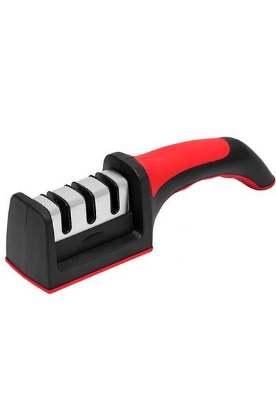 ideal STORE Ideal Store three-stage universal knife sharpener, durable and very efficient, black with red
