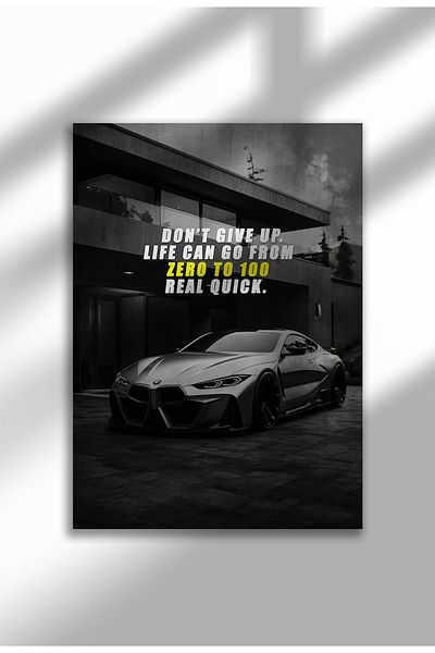 21mxm Motivational Car Poster, No Frame Canvas, "Hardest Worker" Quote, Drive to Win 2025