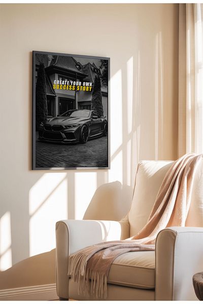 21mxm Motivational Car Poster, No Frame Canvas, "Hardest Worker" Quote, Drive to Win 2025
