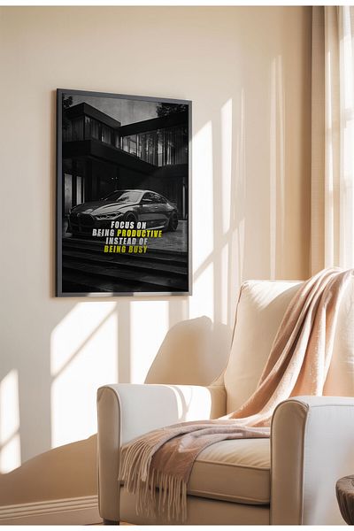 21mxm Motivational Car Poster, No Frame Canvas, "Hardest Worker" Quote, Drive to Win 2025