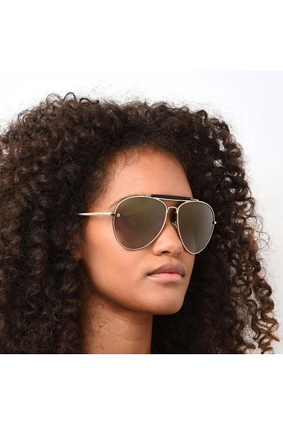 Tommy Hilfiger Aviator sunglasses with gradient lenses, Gold, 61-15-135