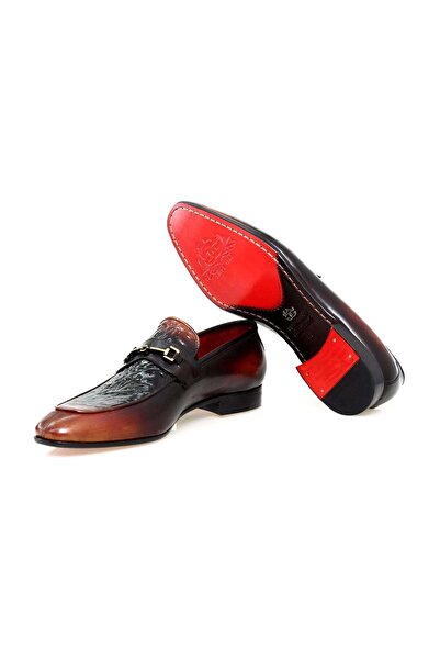 FRANCO CALVANI Red Color Laceless Genuine Leather Men's Shoes