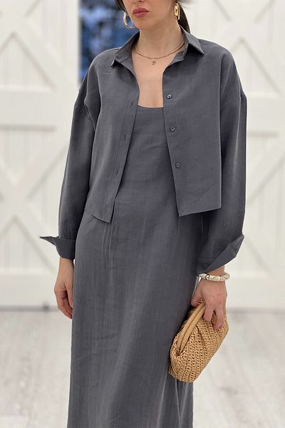 Act Pepicino Kids&Boutique Gray Shirt Dress Suit 51153