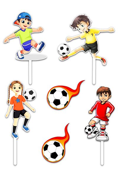 Bloom Atelier Football Players Cake Topper, Set of 6 Cake Accessories, Cake Decoration Accessories, Cake Decorations