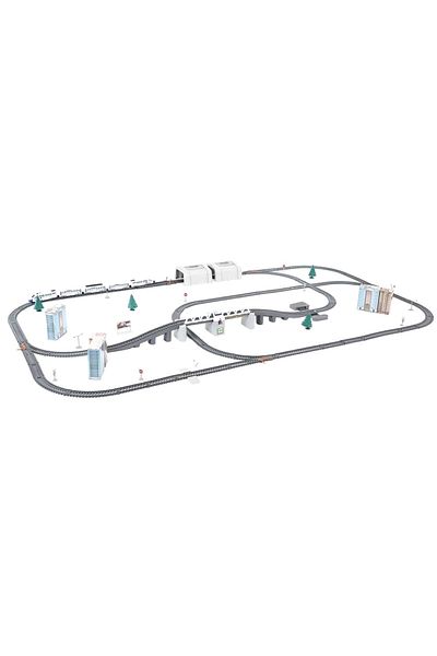 ideal STORE Electric circuit TRAIN TOY IdealStore- Size 9 m Includes 5 buildings, bridge with tunnels, 43 pieces as