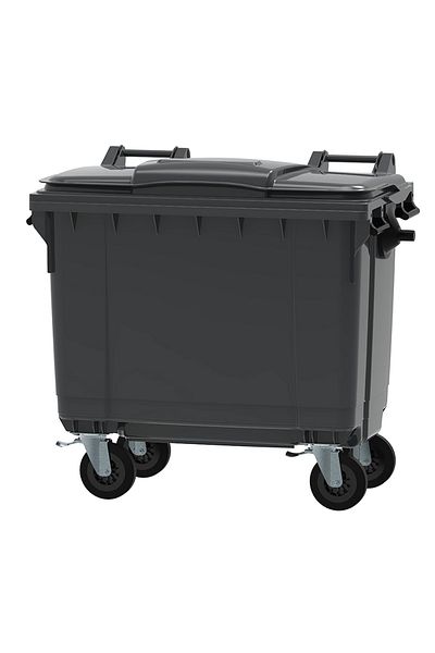 ideal STORE idealStore EcoPub Professional Container, Flat Lid, 360 Rotation Wheels, Virgin Plastic, Zinc Metal