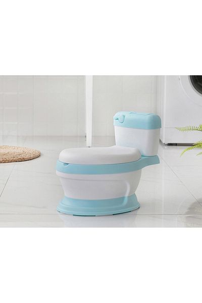 Little Mom Olita educationala pentru copii Little Mom Simulation Potty Blue, design realist ergonomic, colac mo