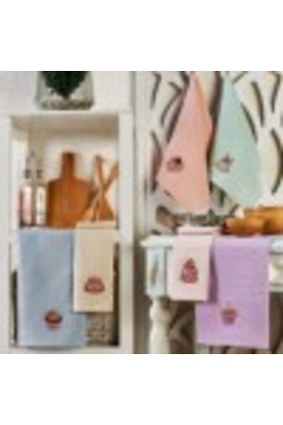 Eponj Home Set 6 prosoape de bucătărie cu broderie tort, 40x60cm, Eponj Home, Tort