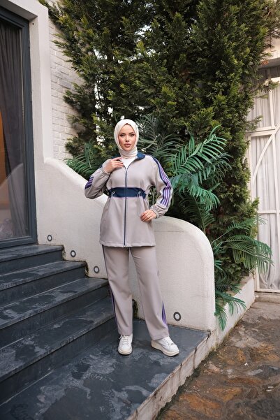 Ryzi Moda Women's Hijab Tracksuit Set Zippered Double Set