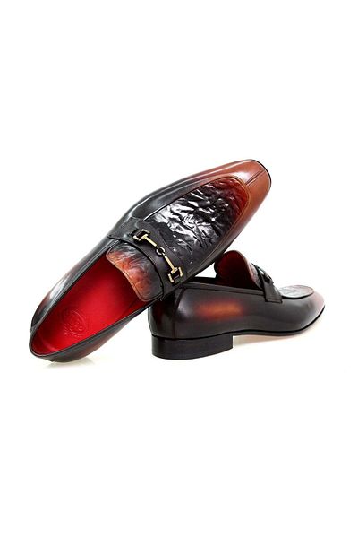 FRANCO CALVANI Red Color Laceless Genuine Leather Men's Shoes