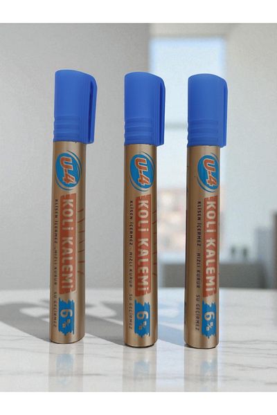 ERGÖK Blue Permanent Cut Tip Waterproof Quick Dry Glue Pen 10 Pieces