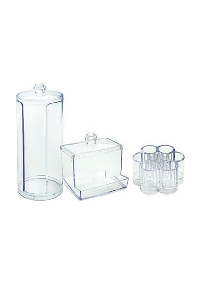 BASURRAH 3-Piece Acrylic Makeup Box Set – Clear Organizer Drawers for Cosmetics & Accessories