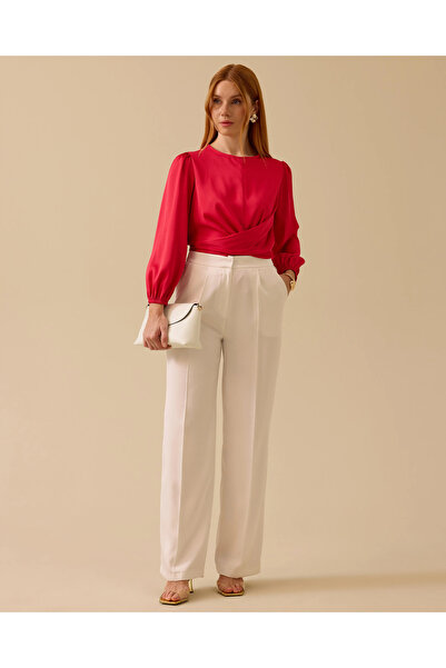 SEÇİL Pile Detaylı Cepli Saten Pantolon
