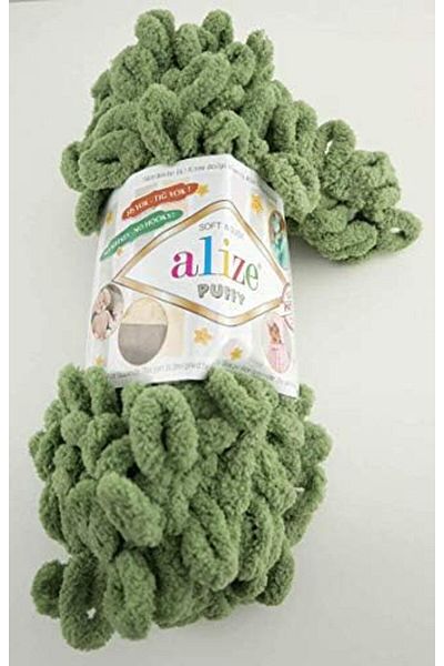 Alize Puffy Hand Knitting Yarn 1PC (Color Green no. 485)
