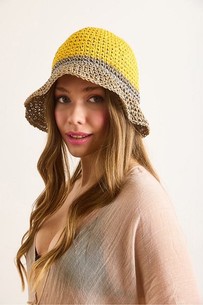 Olalook Γυναικείο καπέλο κίτρινο Camel 2 Χρώμα Bucket SPE-00000018