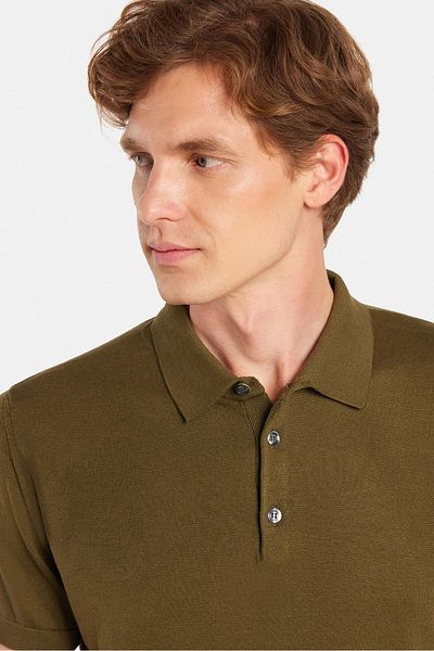 Tudors Ανδρική Slim Fit Στενή Εφαρμογή Χειροποίητη Πόλο Μπλούζα Χρώματος Χακί