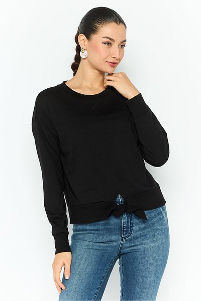 Michael Kors Women Crew Neck Long Sleeve Plain Sweatshirt, Black