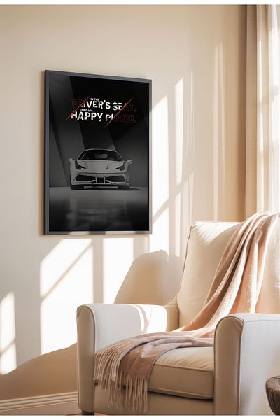 21mxm Frameless Motivational Wall Poster, Supercar Art, "Stop Until Proud" Quote, Fast Mindset 2025