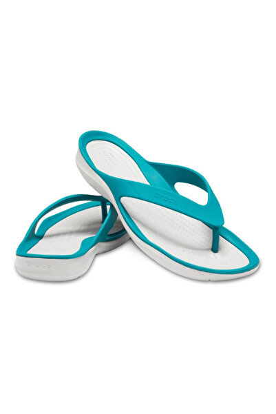 Crocs Women's Swiftwater Flip Flops - Juniper/Pearl White
