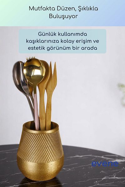 Evene Suport pentru tacâmuri de blat Suport decorativ pentru tacâmuri vertical Cilindru Suport pentru tacâmuri Culoare aurie Model 89