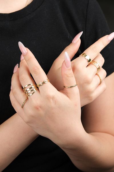 Jack Ferrero Women's Gold Color Non-Fade Ring Set