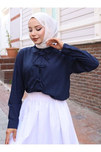 VAV Shirt with Front and Sleeves - Navy Blue - Vav